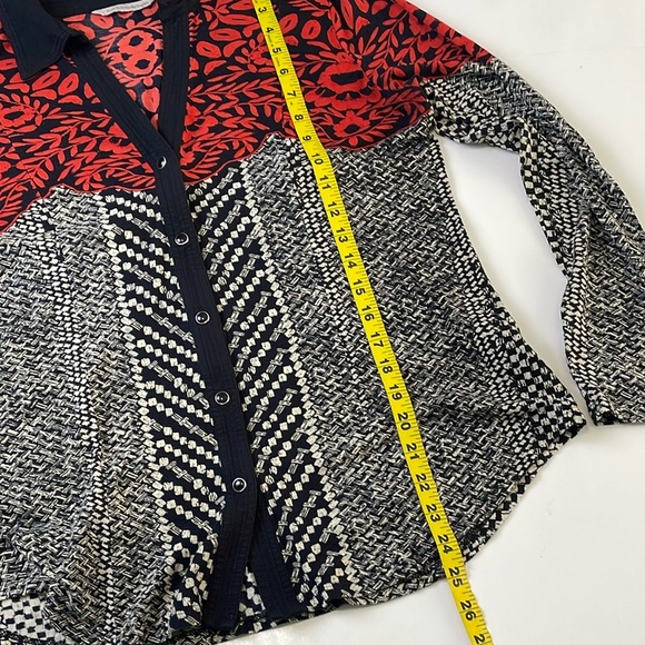 Soft Surroundings Womens Calistoga Shirt Size S Mixed Pattern Collared V-Neck - Picture 14 of 16